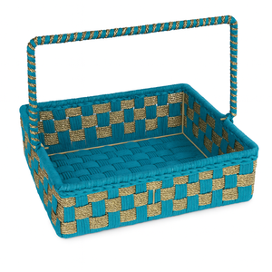 ตะกร้าโลหะสานด้วยมือปรับแต่งสีได้เป็นมิตรต่อสิ่งแวดล้อมด้ามจับที่สวยงามและเป็นมิตรต่อสิ่งแวดล้อมการทอผ้าของช่างทันสมัย - Product Image 1