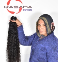 Double trame Deep Wave Extensions de cheveux humains vierges indiens traités à la machine Alignement des cuticules pour femmes Noir Naturel