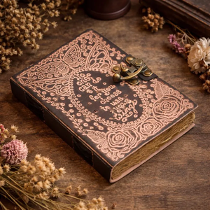 Butterfly Embossed Genuine <b>Leather</b> Hardcover Journal Handmade Hand Stitched Deckle Edge Paper Vintage Grimoire <b>Diary</b> Writing - Product Image 1
