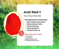 Rouge acide 1 (C.I.) 118050 CAS 3734-67-6) Poudre de colorant acide de haute qualité, colorants textiles, OEM disponible, marque RED SUN DYE CHEM