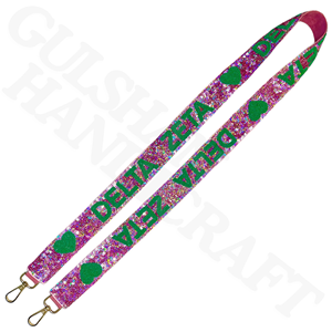 Alpha Gamma Delta Sorority Sangle de sac à main perlée Sangle de sac en coton réglable faite à la main Rouge Or Broderie Aiguilles Personnalisable - Product Image 4