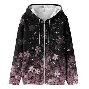 Sudadera con Capucha para Mujer, de Tela de Felpa Premium para Invierno, Color Negro Melocotón Brillante, Sublimada, para Ropa Deportiva Informal con Capucha y Cordón Ajustable - Product Image 1