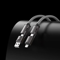 Câble de charge et de données USB intelligent tout-en-un 65W 4-en-1, nouveau, 27W PD, tressé en nylon, conducteur en cuivre pur, Android pour ordinateur