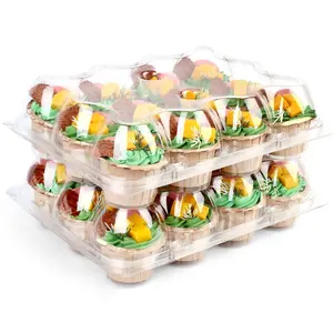 Soportes de plástico transparente para cupcakes, cajas de embalaje personalizadas de 1, 2, 4, 6 y 12 unidades