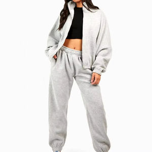 Chándales de mujer con estampado personalizado 2024, chándales de algodón polar con cremallera, Sudadera con capucha lavada con ácido, pantalones de chándal, chándales lavados con ácido para mujer - Product Image 1