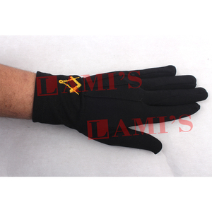 Prix de gros Gants carrés et boussole brodés sur mesure Gants maçonniques en coton noir - Product Image 1