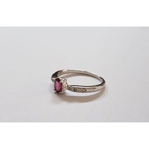 Shah Gems Women's Natural Rhodolite <b>Garnet</b> White Topaz <b>Ring</b> 925 Sterling <b>Silver</b> Oval Cut Engagement <b>Ring</b> Men's Jewelry Platinum - Product Image 5