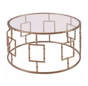 Table basse en fer forgé de console moderne dorée de luxe de qualité supérieure avec dessus en verre trempé pour la décoration de la maison en vente - Product Image 4