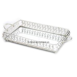 Bandeja de servicio de espejo de forma redonda con marco de Metal de diseñador de arte creativo moderno chapado en oro de alta calidad a un precio impresionante - Product Image 6