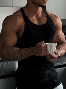 Camiseta sin mangas ajustada para hombre, camiseta sin mangas de alta calidad al por mayor, hecha a medida - Product Image 3