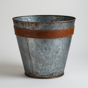 Jardinière en cuir galvanisé vintage avec garniture en laiton, détails artisanaux faits à la main, parfaits pour les intérieurs saisonniers décoratifs - Product Image 5