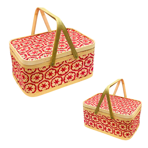 Cestas de Almacenamiento Rectangulares de Bambú Tejidas a Mano de Estilo Vintage con Diseños Florales para Cestas de Regalo, Uso de Almacenamiento, Artesanía Vietnamita - Product Image 1