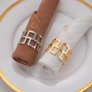 Bloc Design or et argent porte-serviette pour décor de table élégant événements de mariage hôtel salle à manger élégant Serviette Accent - Product Image 5