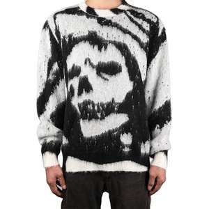 Pull en mohair pour homme avec logo personnalisé OEM & ODM, motif jacquard, tricot à manches longues, col rond, tricot d'hiver pour homme - Product Image 3