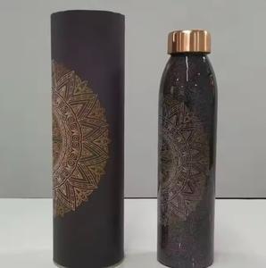 Marvelous Printed Copper <b>Bottles</b> Pure Copper Modern Design Metal Copper <b>Bottles</b> With Round Same Printed Gift Box - Product Image 1