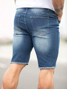New High Quality Casual Men's <b>Jeans</b> Shorts Short Knee Cotton Washed Denim Shorts Distressed Edge Denim <b>Jeans</b> Shorts For Men - Product Image 5