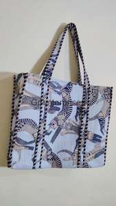 Femmes de haute qualité toutes saisons blanc coton doublé fourre-tout Shopping sac de transport numérique imprimé matelassé accessoire de mode - Product Image 4