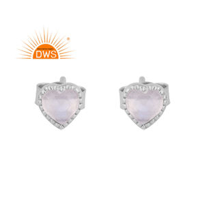 Venta caliente Plata de ley Natural Arco Iris Luna Piedra Preciosa Corazón Diseño Stud Pendiente Fabricante de joyería personalizada - Product Image 1