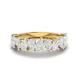 Anillo Elegante de Oro Amarillo de 18K con Diamantes en Forma de Corazón y Diseño Floral para Mujer, Regalo de Compromiso, Boda o Aniversario - Product Image 1