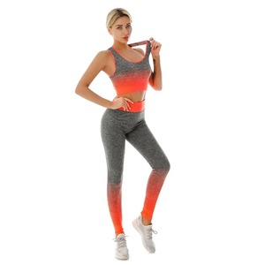 Ensemble 2 pièces Tenues pour femmes Yoga Set Elastic Gradual Changing Sports Bra Tights Yoga Suit Set Fitness Workout Sports Leggings - Product Image 4