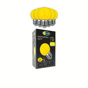 E27 1W 230V Yellow LED Spherical <b>Bulbs</b> - Product Image 2