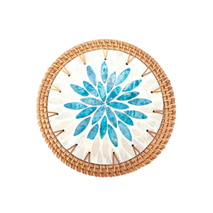 Hermoso Borde de ratán clásico Floral madre de perla incrustaciones que sirven manteles individuales Decoración de mesa personalizable de Vietnam - Product Image 2