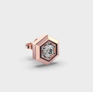 IGI Certified Lab Grown Round Diamond Hexagon Stud <b>Earrings</b> 14K Yellow / White / Rose Gold Geometric Diamond <b>Earrings</b> - Product Image 2