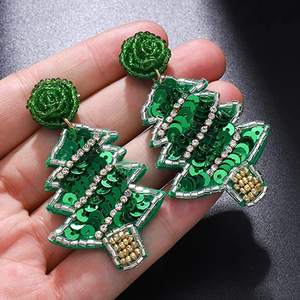 Pendientes de Navidad de plata 925 con chapado en oro muñeco de nieve Santa árbol Stud pendiente joyería de fiesta para mujer pera diamante piedra principal - Product Image 6