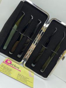 Ensemble de pinces à cils plasma noir brillant avec logo personnalisé pince à épiler d'extension de cils volume incurvé en acier inoxydable avec emballage du kit PU - Product Image 5