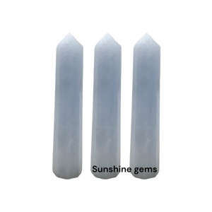 เสาหินคริสตัลคาลไซต์สีฟ้าเสาโอเบลิสก์และจักระหินอาเกตและควอตซ์อัญมณีสำหรับใช้ในการรักษาและตกแต่ง - Product Image 2