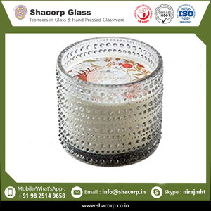 Thổi thủy tinh chấm cho nến trang trí tùy chỉnh vòng Lọ nến thủy tinh với nắp đậy bằng gỗ - Product Image 6