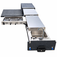 Module de camping pour benne de pick-up avec cuisine coulissante pour Ford F150, benne de 6,5 pieds, avec évier en acier inoxydable et robinet pliable