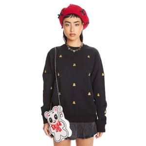 <b>Black</b> Crewneck Sweatshirt with Bear Pattern - Cozy and Stylish Unisex Pullover with Cute Bear Design, Perfect for Casual Wear - Product Image 2