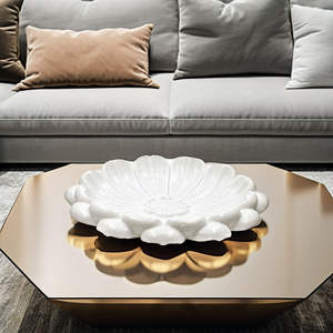 Exquisito Tazón de Mármol Natural con Diseño de Loto, Hecho a Mano en India, para la Creación de un Estilo Interior de Lujo en Hogares Contemporáneos - Product Image 3