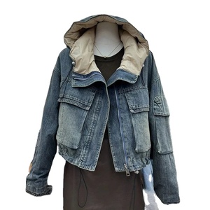 Elegante Y2K Vintage Cremallera Abrigos delgados Mujeres Impreso Cuello mandarín Streetwear Regular Chaqueta de mezclilla Transpirable Ecológico - Product Image 2