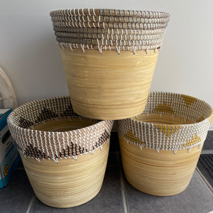 Le plus récent planteur de bambou filé écologique avec des paniers de rangement de décor à la maison de jonc de mer en gros du Vietnam - Product Image 4