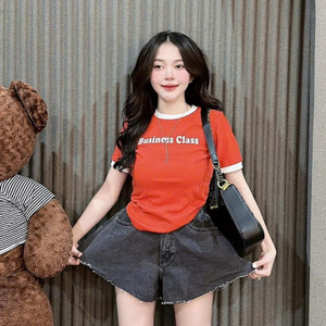 Tee pas cher belle fille t-shirt 2024 col rond prix compétitif mode lavable personnalisé emballage Vietnam fabricant - Product Image 6