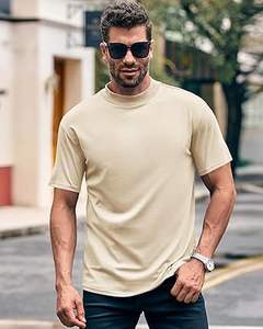 Camisetas transpirables de verano con cuello simulado, camisetas de talla grande con hombros caídos y cuello redondo para hombre, camisetas cuadradas de media manga de algodón de gran tamaño - Product Image 6