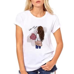 Camiseta Premium de diseño personalizado para mujer, Camiseta de algodón transpirable de varios colores para mujer, ropa diaria de verano energética para mujer - Product Image 2