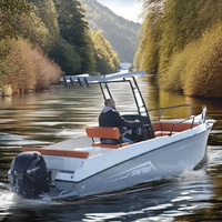SAFTER MARINE Nouveau Modèle 495 Bateau de Pêche Rigide en Fibre de Verre avec Moteur Hors-Bord, Ensemble Complet pour 5 Personnes, Certifié CE, Durable et Écologique