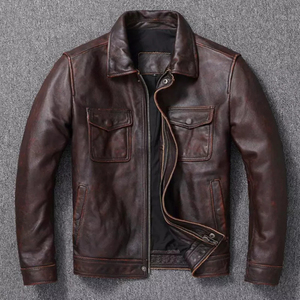 <b>Men</b> Genuine Lambskin Brown Color Pattern Leather <b>Trucker</b> <b>Jacket</b> High Quality Customized Embroidered Brand 2025 <b>Jackets</b> - Product Image 1