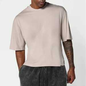 Custom Logo Box Tee Shirt Streetwear Oversize Blank <b>Cropped</b> <b>Top</b> T-Shirt 100% Cotton Heavyweight 220g Drop Shoulder Boxy Fit - Product Image 3