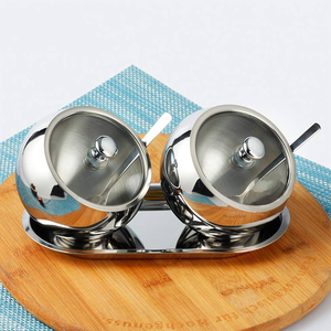 Caja de especias de acero inoxidable de diferentes tamaños, tazón de 2 tarros, azucarero de acero inoxidable más popular a un precio asequible - Product Image 2