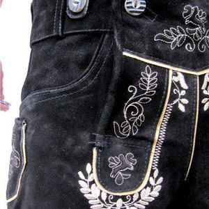 High Quality Custom Embroidered <b>Men's</b> Bavarian <b>Leather</b> Knee Length <b>Shorts</b> Lederhosen Breathable OEM Service for Adults - Product Image 4