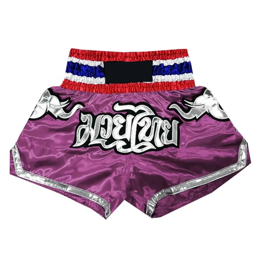 Pantaloncini Muay Thai personalizzati Kick Boxing Shorts in raso di seta 100% poliestere pantaloncini sublimati personalizzati di alta qualità