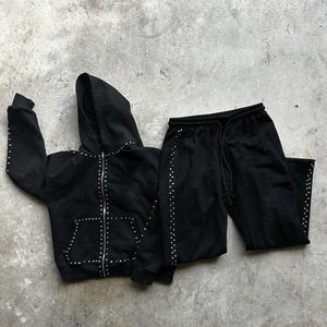 Haute qualité bas prix hiver imprimé hommes strass survêtement 2 en 1 conception 100% coton séchage rapide respirant matériau doux - Product Image 4