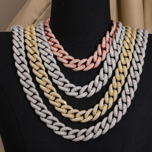 Cadena Cubana de Miami con Diamantes de Imitación Moissanite VVS de 20 mm, Chapada en Plata 925, Collar Brillante para Raperos a Precio de Mayoreo - Product Image 3