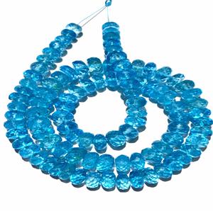 For Swiss Blue Topaz Faceted Rondelle <b>Beads</b> 7mm-8mm Natural Size 12inch Strand Gemstone <b>Stone</b> <b>Beads</b> - Product Image 1