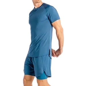 Conjunto de camiseta y pantalón corto para hombre, material elástico de poliéster, a prueba de sudor, Conjunto de camiseta y pantalón corto, chándal - Product Image 5