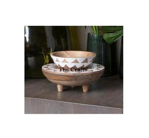 Bol de conception avantageuse bol de service alimentaire en bois bol décoratif de forme ronde de la meilleure qualité à vendre - Product Image 1